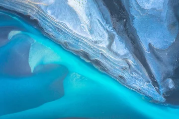 Fototapete Rund Erstaunliche Natur, Luftaufnahme von Gletscherflüssen, Island © Lukasz Janyst