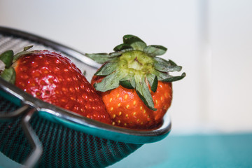 Photo of strawberries in a strainer