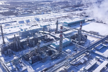 top view of the oil refinery