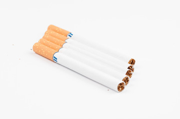 Cigarettes  isolated on white background.Copy space