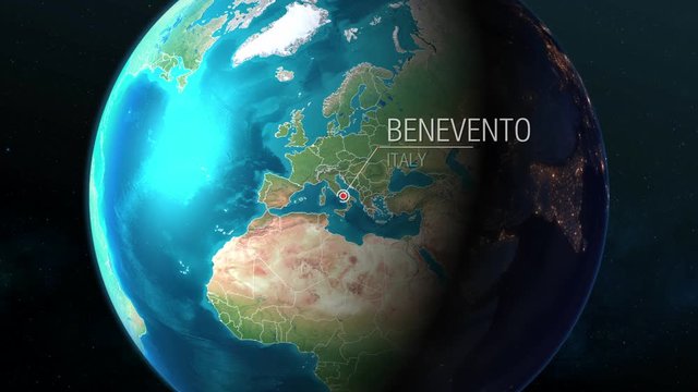 Italy - Benevento - Zooming from space to earth