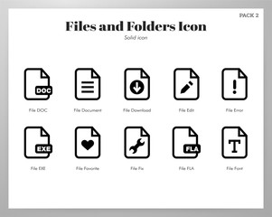 Files and folders icons Solid pack