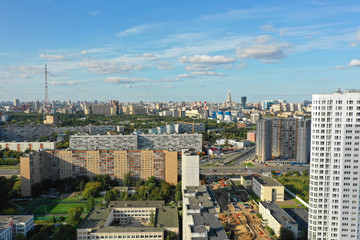 Fototapeta na wymiar Moscow, Russia. Aerial view of modern residential buildings