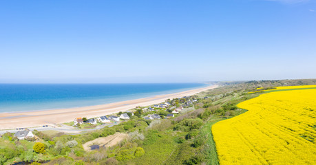La plage de Omaha Beach vue des falaises