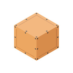 Wooden closed box. Vector drawing. Isolated object on a white background. Isolate.