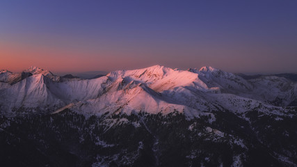 Alpine sunrise on the snowy Agrafa mountains