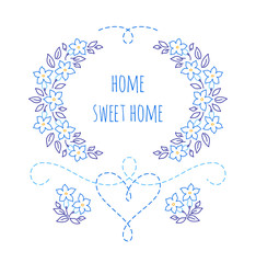 Home, sweet home embroidery - blue