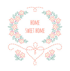Home, sweet home embroidery - red