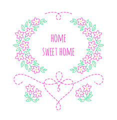 Home, sweet home embroidery - pink