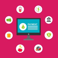 Illustration of vector flat design business composition with online shop