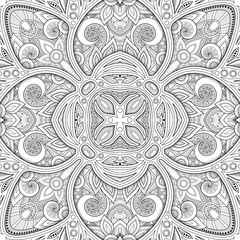 Monochrome Seamless Pattern with Mosaic Motif