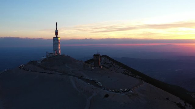 Mont Ventoux aerial sunset colorful Vaucluse France antenna scientific observatory