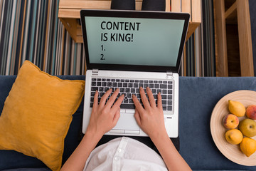 Fototapeta premium Handwriting text Content Is King. Conceptual photo marketing focused growing visibility non paid search results