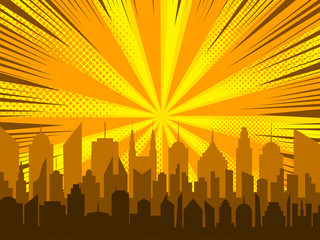 Comic cityscape background