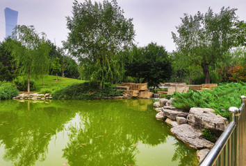 Fototapeta na wymiar Traditional Chinese City Garden Park.