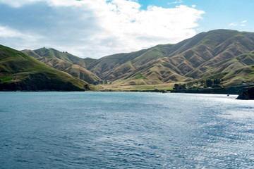 Stunning coastal scenery of Coos Strait and the Marlborough Sounds in New Zealand