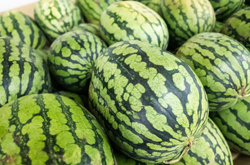 watermelon stacked on the marketplace