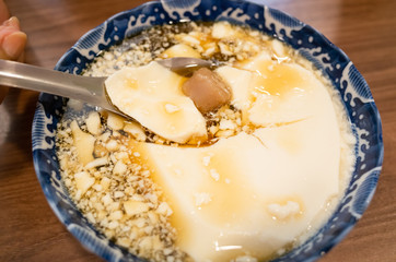 Taiwan snacks of iced tofu pudding