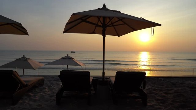 Sunset over a tropical paradise resort