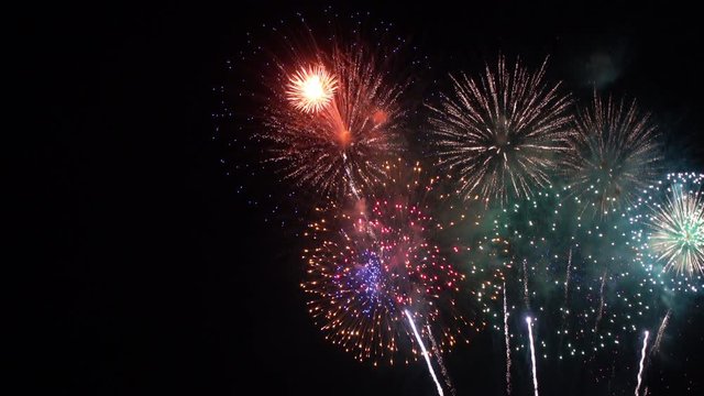 Fantastic fireworks explode in celebration against the night skies