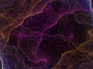 Obraz na płótnie Canvas Abstract Illustration - Colorful Fractal Purple Plasma, Glowing Strings of Chaotic Plasma Energy. Smoke, Energy Discharge, Scientific Plasma Study. Digital Flames, Artistic Design, Distant Universe