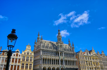 Fototapeta na wymiar Buildings and architecture in the Grand Place, or Grote Markt, the central square of Brussels, Belgium.