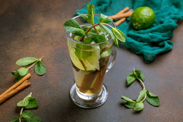 Moroccan tea with mint and cinnamon and lime