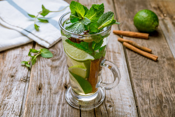 Moroccan tea with mint and cinnamon and lime