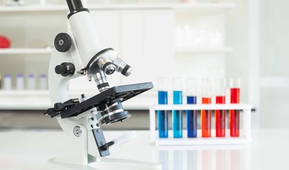 Microscope science in chemical laboratory.