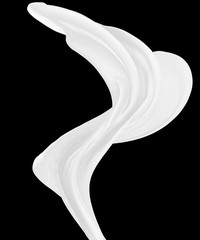 Wavy white fabric on a black background. 3D rendering.