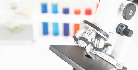 Microscope science in chemical laboratory.