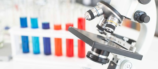 Microscope science in chemical laboratory.