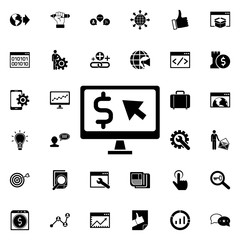 Pay per click icon. Universal set of seo and development for website design and development, app development