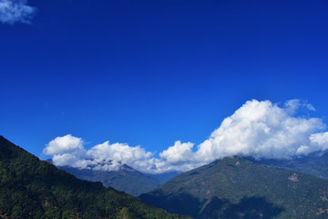 Fototapeta premium The mountains and clear sky in Bhutan
