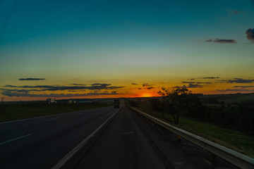 highway at sunset