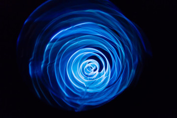 Sound waves in the dark. Blue color