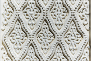 white islamic oriental asian pattern, stone wall exterior architecture design, horizontal stock photo image background