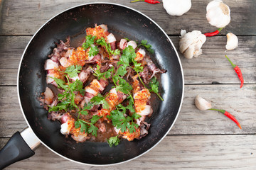 Steam Squid with Spicy Chili and Lemon Sauce.