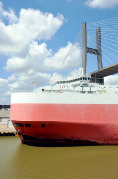 Car carrier ship in the port of Savannah, Georgia.