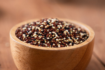 Set of quinoa Red, white and brown quinoa.