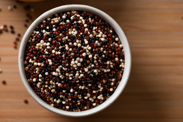 Set of quinoa Red, white and brown quinoa.
