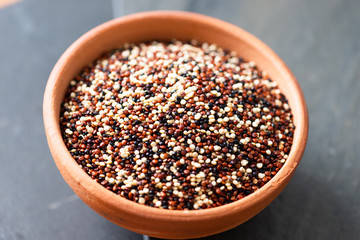 Set of quinoa Red, white and brown quinoa.