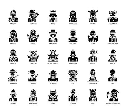 Game Characters , Glyph Icons