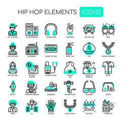 Hip Hop Elements , Thin Line and Pixel Perfect Icons