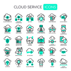 Cloud Service , Thin Line and Pixel Perfect Icons