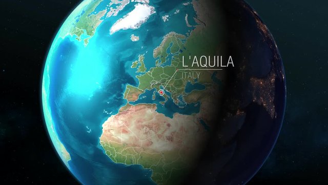 Italy - L'Aquila- Zooming from space to earth