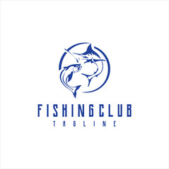 Fishing logo on a white background Two Fish Design Template