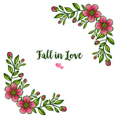 Decoration of various card fall in love, with elegant art of green leafy floral frame. Vector