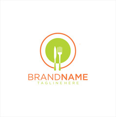 Circle Cutlery Food logo Vector. Fork and Spoon Restaurant Logo inside circles. Catering Logo concept 