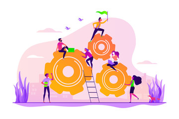 Team building and leadership. Career growth and job opportunities. Dedicated team, software development professionals, business model in IT concept. Vector isolated concept creative illustration